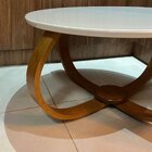 Mesa De Centro Bella 60x35 (pé Cebola) Vidro Branco/mel