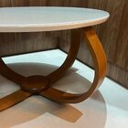 Mesa De Centro Bella 60x35 (pé Cebola) Vidro Off-white/mel