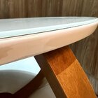 Mesa De Centro Bella 70x40 (pé Cebola) Vidro Branco/mel