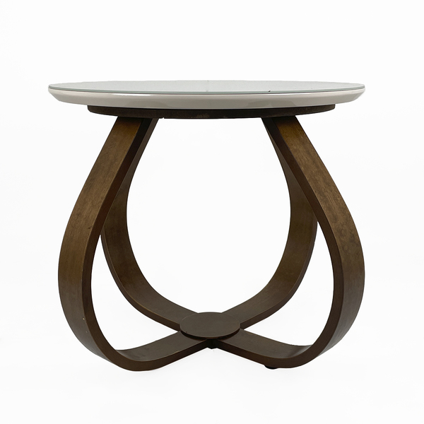 Mesa De Centro Bella Para Sala Com Vidro 50 Cm - Off White