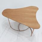 Mesa De Centro Boomerang Madeira Amendoa Base Metal Nacc