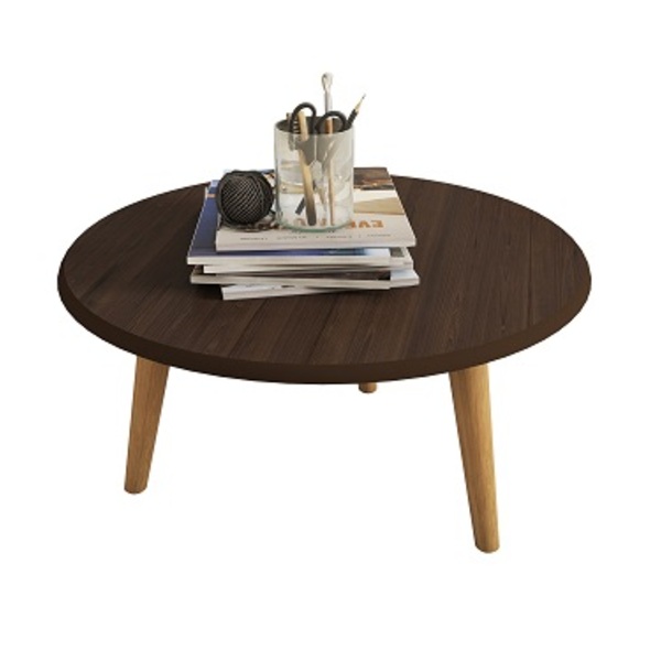 Mesa De Centro Brilhante Nogal - Bechara Móveis