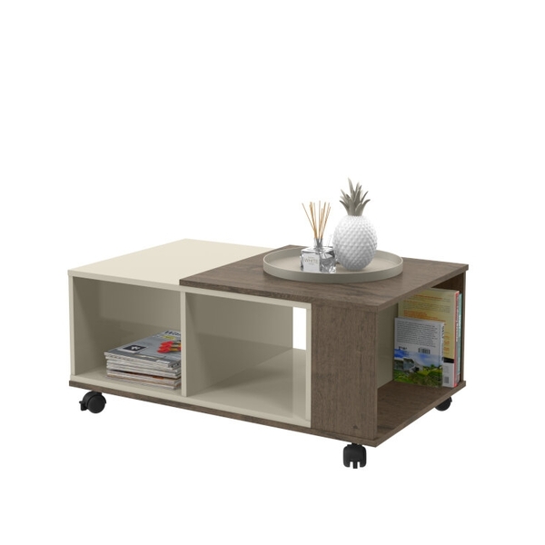 Mesa de Centro Cancun Imbuia e Off White