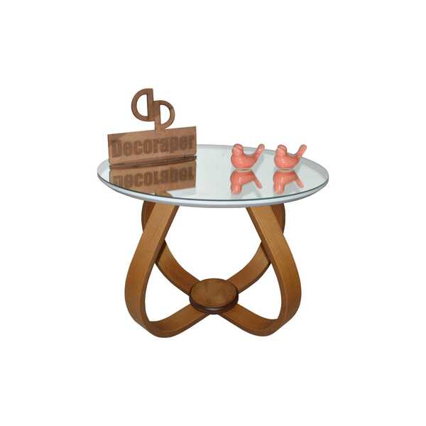 Mesa De Centro Cebola Com Espelho 50cm - Branca - 40cm