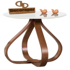 Mesa De Centro Cebola Com Vidro 45cm - Branca - 35cm