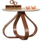 Mesa De Centro Cebola Com Vidro 45cm - Off White - 35cm