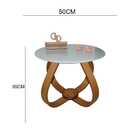 Mesa De Centro Cebola Com Vidro 50cm - Off White - 35cm