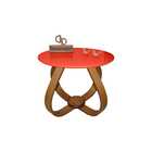 Mesa De Centro Cebola Com Vidro 50cm - Vermelha - 35cm