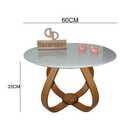 Mesa De Centro Cebola Com Vidro 60cm - Off White - 35cm