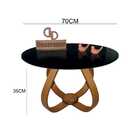 Mesa De Centro Cebola Com Vidro 70cm - Preta - 35cm
