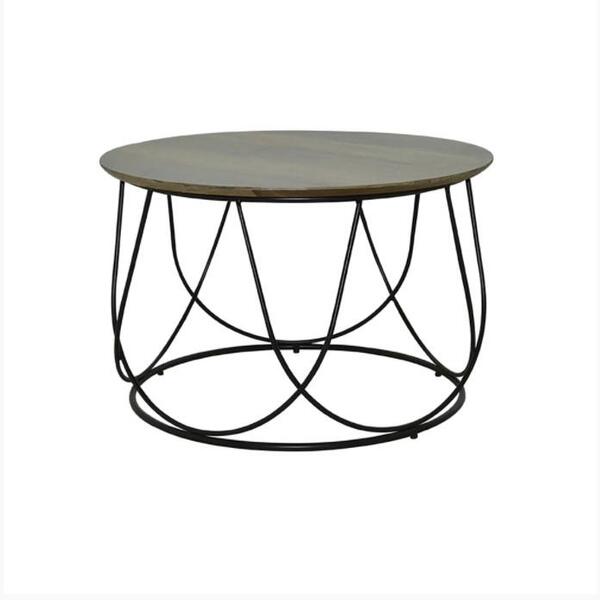 Mesa De Centro Cidreira Rivatti Redonda 60 Cm Tampo Nogueira