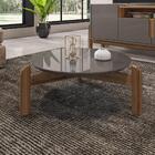 Mesa De Centro Circular Para Sala De Estar Luna Cinza Perola/