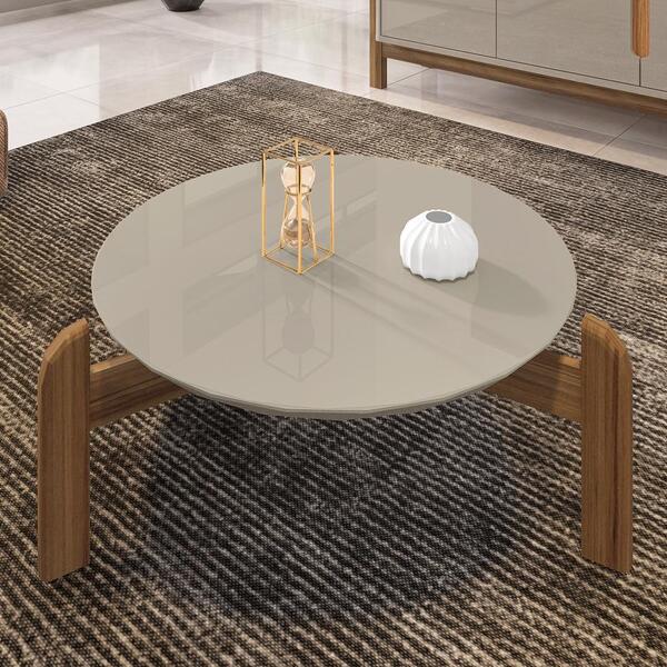 Mesa De Centro Circular Para Sala De Estar Luna Off-white/ced