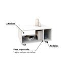 Mesa De Centro Com 2 Nichos  E Rodízios- Branco