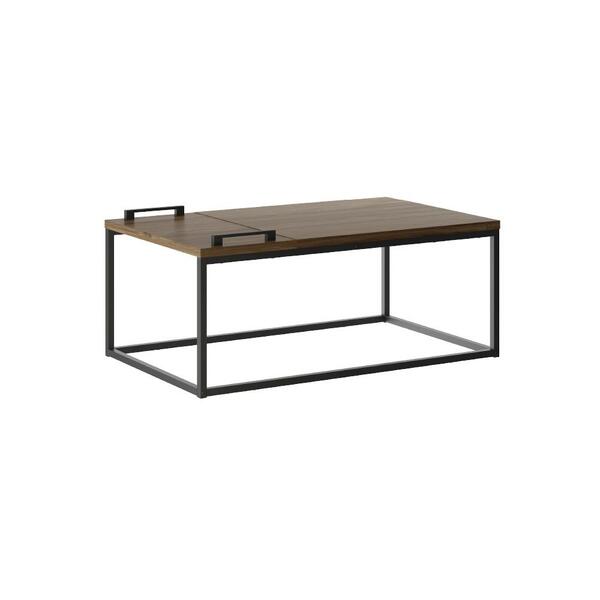 Mesa De Centro Com Bandeja Madeirada E Tubos Pretos Carraro