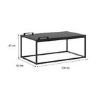 Mesa De Centro Com Bandeja Preta Tubos Pretos Fosco Carraro