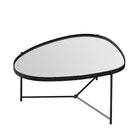 Mesa De Centro Com Borda Em Couro Sintético Espelho E Pés Em