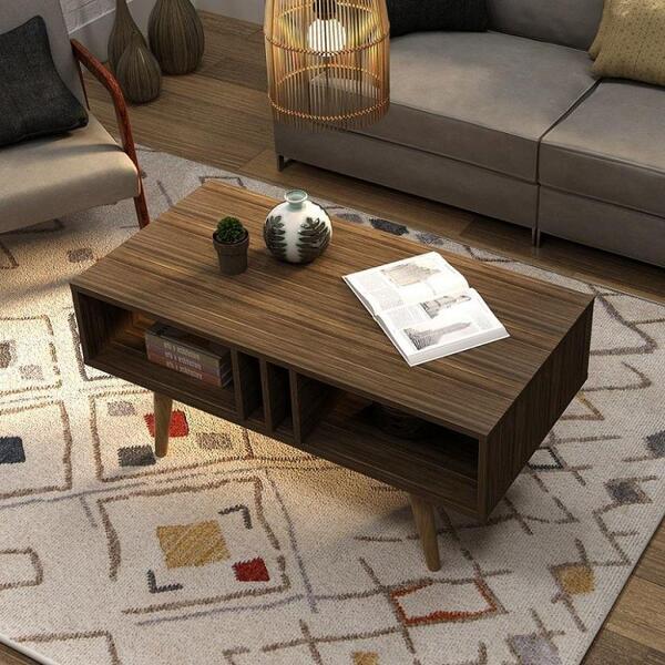 Mesa De Centro Com Divisórias Mc2226 Nogal Ammo Mobili