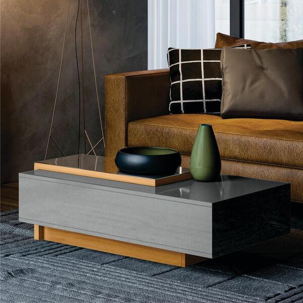 Mesa De Centro Com Espelho Berilo Cinza Perolizado Tauari