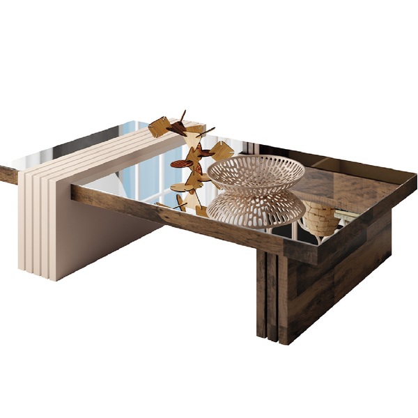 Mesa De Centro Com Espelho Giovana Deck Off White Banana Bit