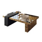 Mesa De Centro Com Espelho Livia Chevron Preto Tana Decor