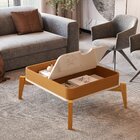 Mesa De Centro Com Pés Em Madeira Maciça Buriti Offwhite/natu