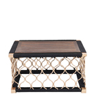 Mesa De Centro Com Tampo De Madeira Em Alumínio Bronze E Cord