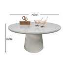 Mesa De Centro Com Vidro 70cm E Base Cone Laqueada - Off Whit