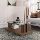 Mesa De Centro Com Vidro Atenas Imperial Sépia