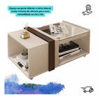 Mesa De Centro Com Vidro Mobiliário Para Sala Com Rodízios Of