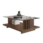 Mesa De Centro Com Vidro Parma Imperial Sépia