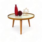 Mesa De Centro Com Vidro Tray Laminada 60/35 Off White