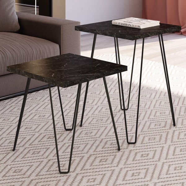 Mesa De Centro Conjunto 2 Peças Marquina/preto 24810 - Artesa
