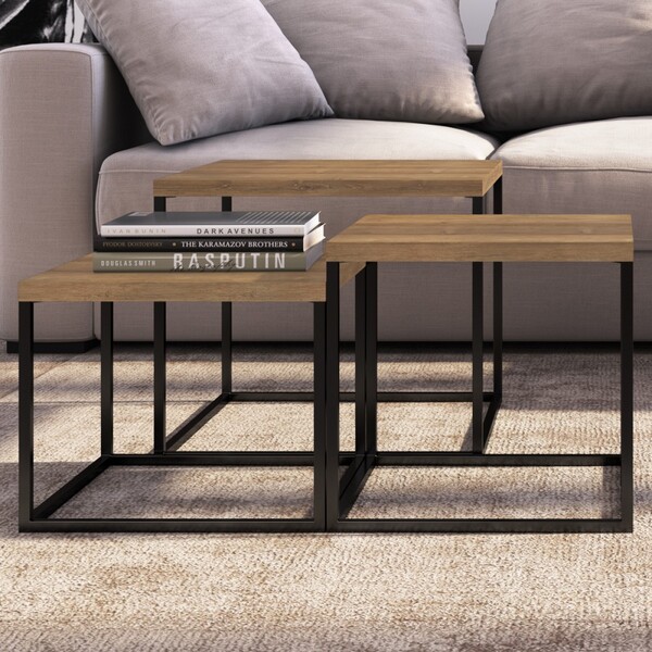 Mesa De Centro Cube Conjunto 3 Peças Vermont/preto – Artesano