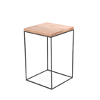 Mesa De Centro Cubo Alta Madeira Ferro Moderna Preto