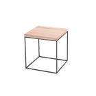 Mesa De Centro Cubo Baixa Madeira Ferro Moderna Preto