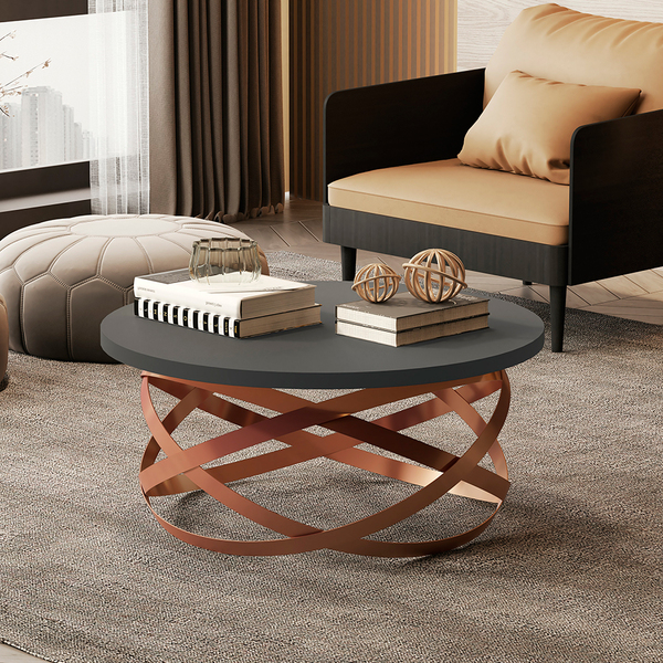 Mesa De Centro Decorativa 100% Mdf Com Pé De Ferro 8045 Onix/