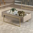 Mesa De Centro Decorativa Com Espelho No Tampo Jasper Amarula