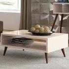 Mesa De Centro Decorativa Lara B01 Off White Pés Palito - Lya