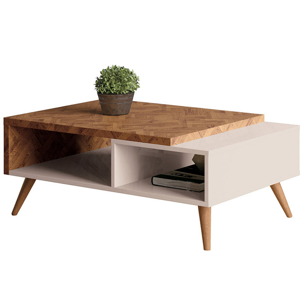 Mesa De Centro Decorativa Lara Pés Palito Chevron/off White -