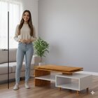 Mesa De Centro Decorativa Lima Tampo Duplo Design Moderno Nat