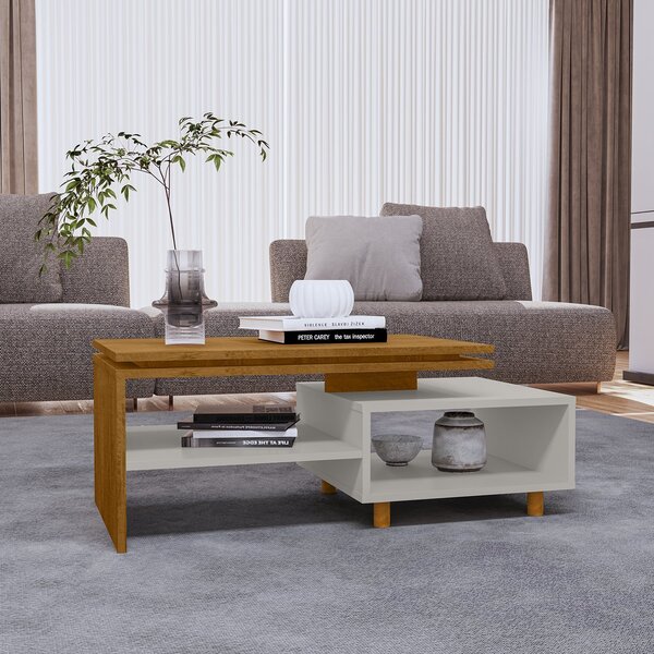 Mesa De Centro Decorativa Lima Tampo Duplo Design Moderno Nat