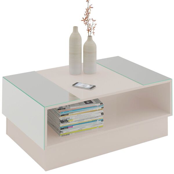 Mesa De Centro Decorativa Para Sala De Estar Com Espelho Detr