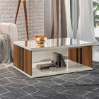 Mesa De Centro Decorativa Sala De Estar 90cm Com Espelho Ambe