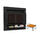 Mesa De Centro E Painel Ripado Bergen Preto Naturale