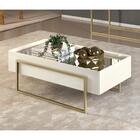 Mesa De Centro Eloise Tampo Com Espelho Creme