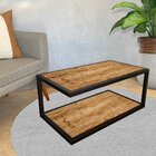 Mesa De Centro Em Ferro E Mdf Amadeirado - 90x50cm