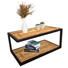 Mesa De Centro Em Ferro E Mdf Amadeirado - 90x50cm