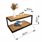 Mesa De Centro Em Ferro E Mdf Amadeirado - 90x50cm