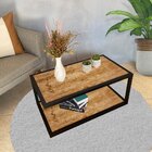 Mesa De Centro Em Ferro E Mdf Amadeirado - 90x50cm